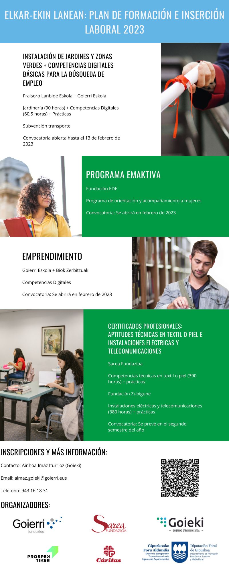 Cartel plan de formación e inserción laboral 2023