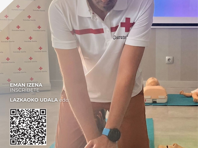 Gurutze Gorriak eta Lazkaoko Udalak bigarren ikastaro bat antolatu dute lehen sorospenen eta desfibriladore erdiautomatikoen erabilerari buruz martxoaren 16an