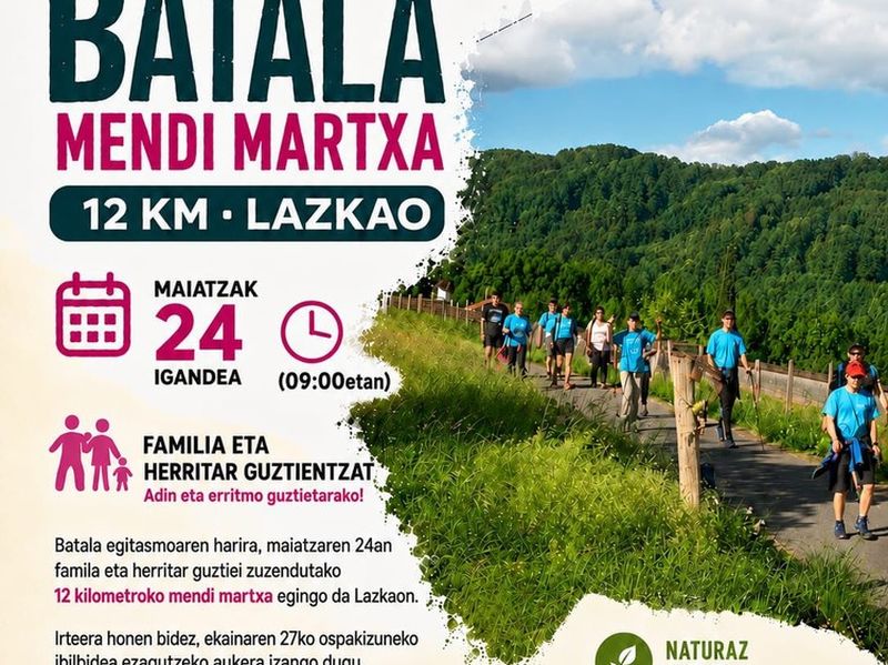 Igande honetan, maiatzak 24, 12 kilometroko mendi martxa Lazkaon, Batala Mendi Lasterketaren baitan