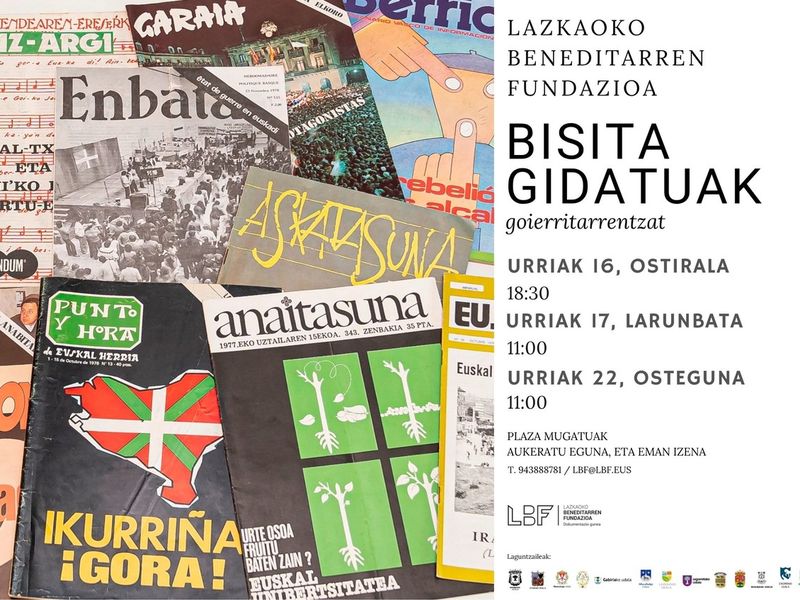 Las y los lazkaotarras podrán conocer el patrimonio documental de la Fundación de los Benedictinos en visitas guiadas los días 16, 17 y 22 de octubre